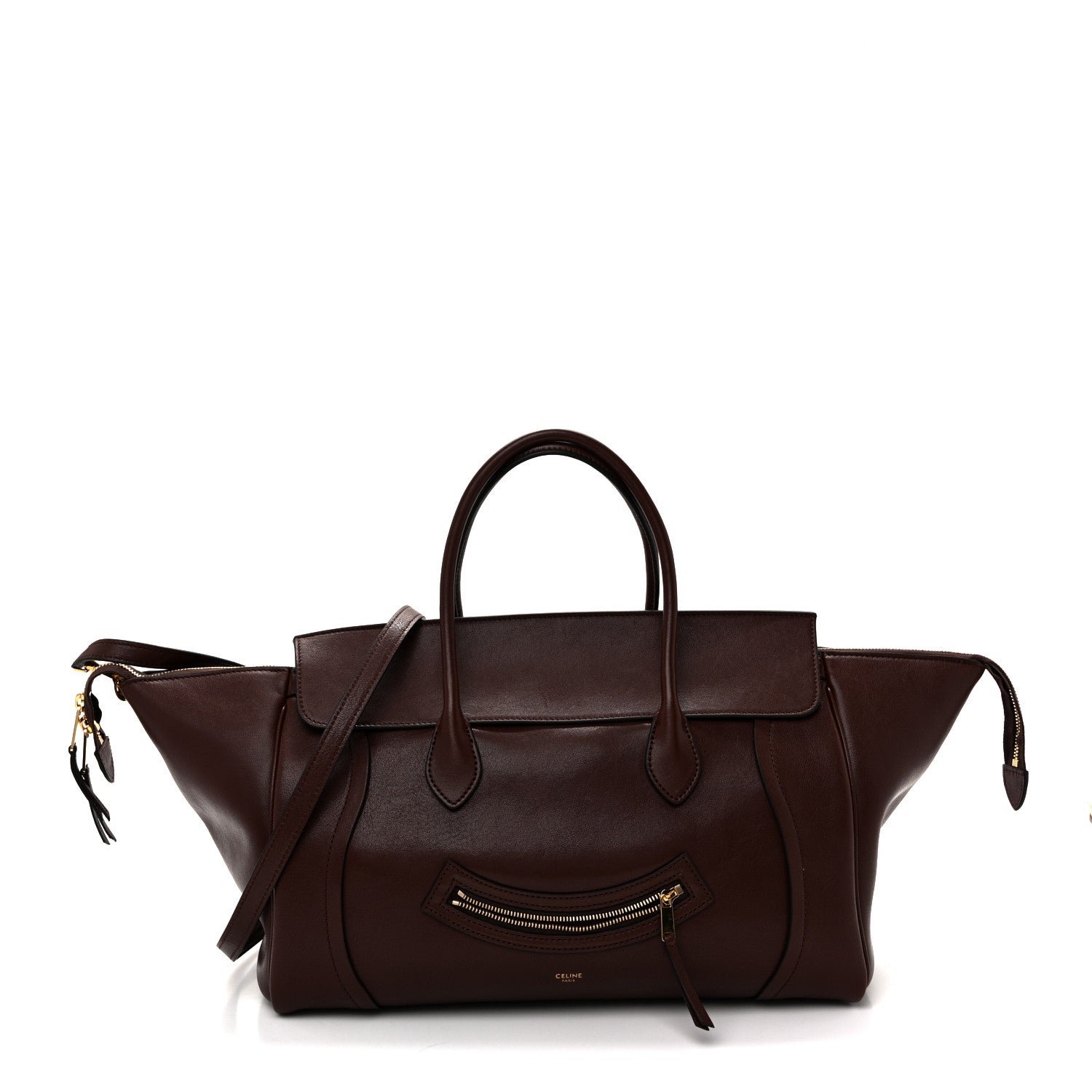 Celine Supple Shiny Lambskin Medium Smiling New Luggage Brick