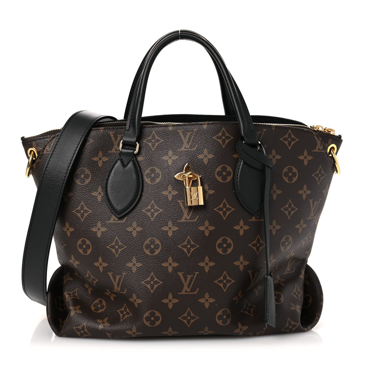 Louis Vuitton Monogram Flower Zipped Tote MM Black