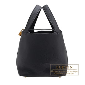Hermes Hermes Picotin Lock bag 22/MM Black Clemence leather Gold hardware