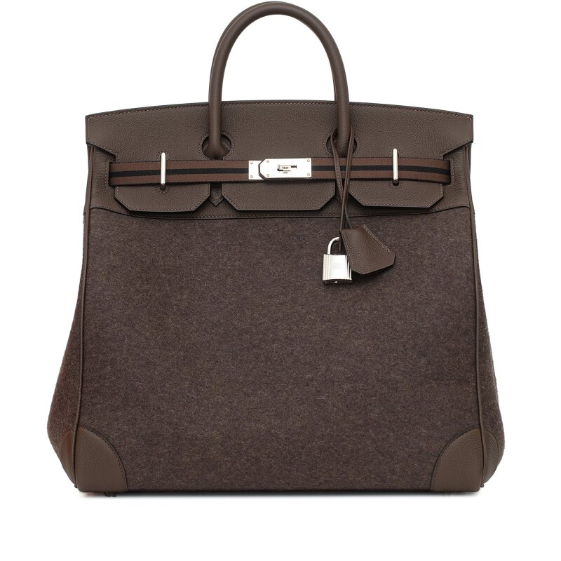 Hermes Hermès Ebene Ecorce Noir Evercalf x Felt Haut A Courroies 40 Palladium Hardware, 2024