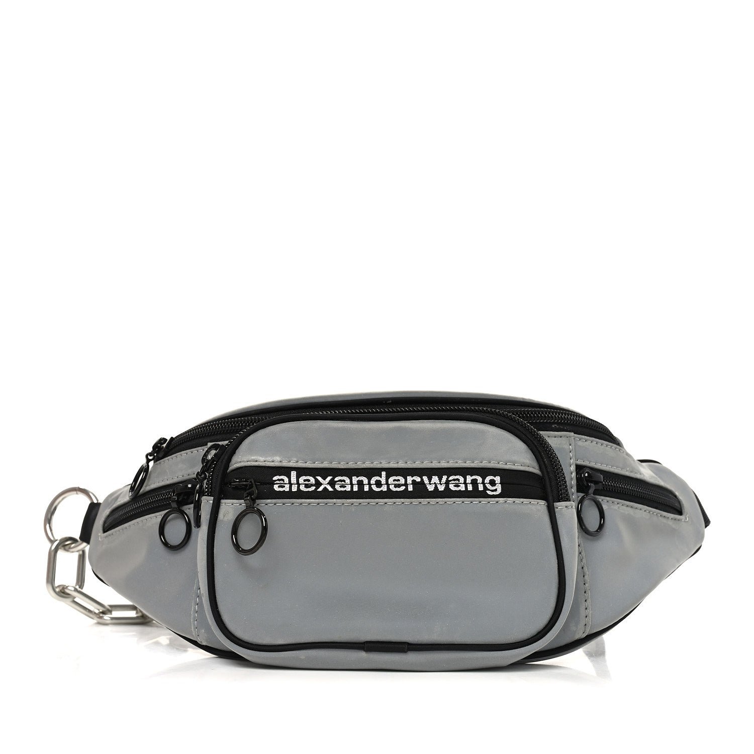 Alexander Wang Nylon Logo Printed Attica Belt Bag Reflective Silver