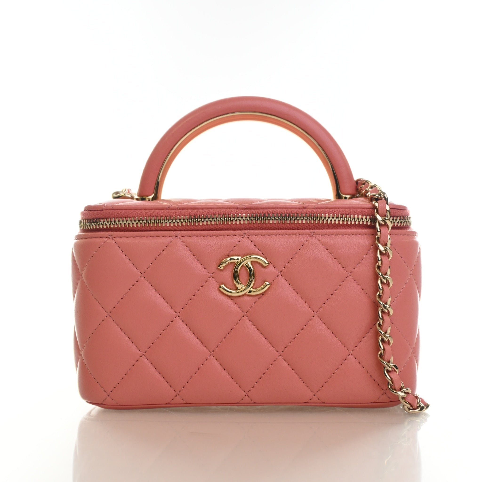 Chanel Small Lambskin Vanity Top Handle With Chain