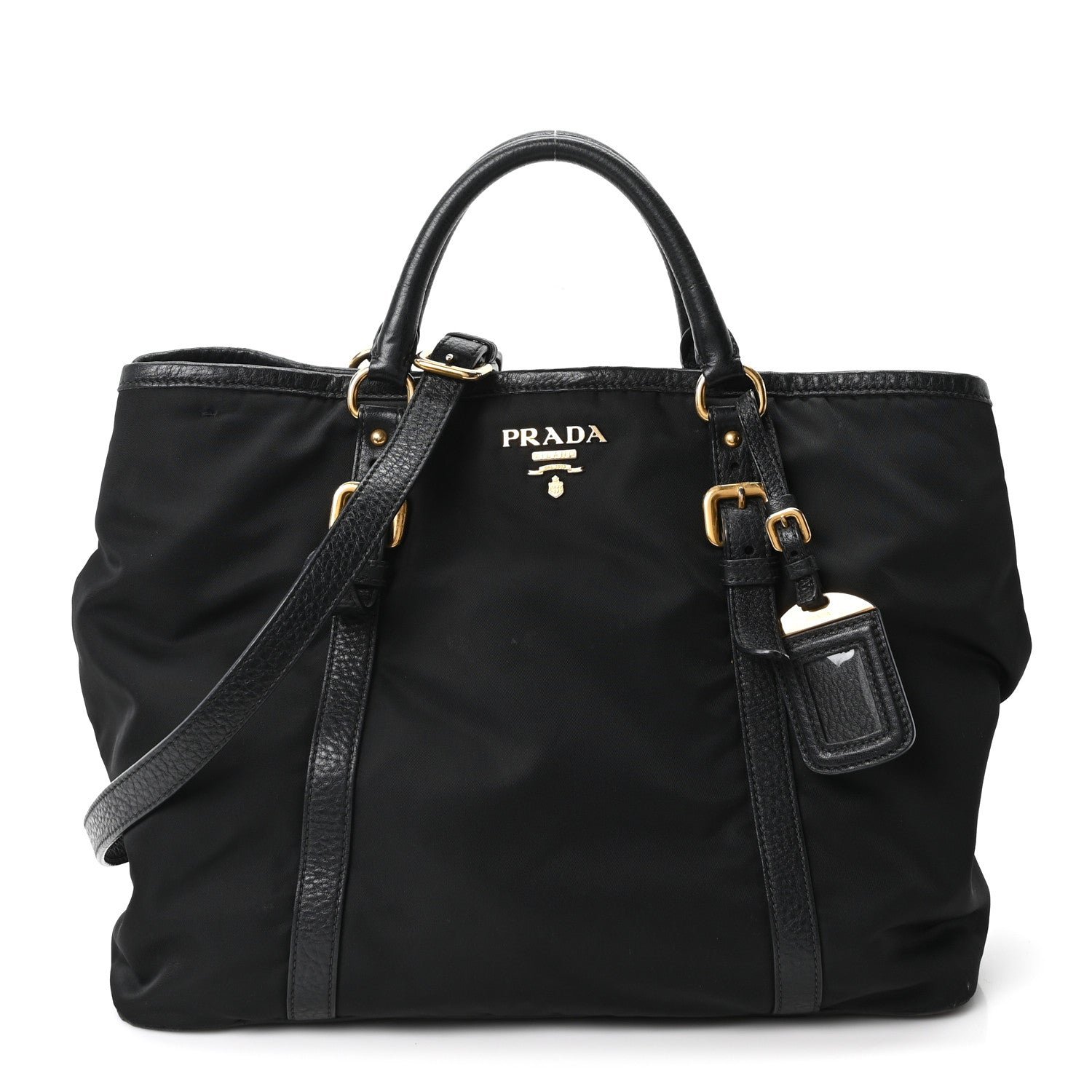 Prada Tessuto Nylon Vitello Daino Tote Black
