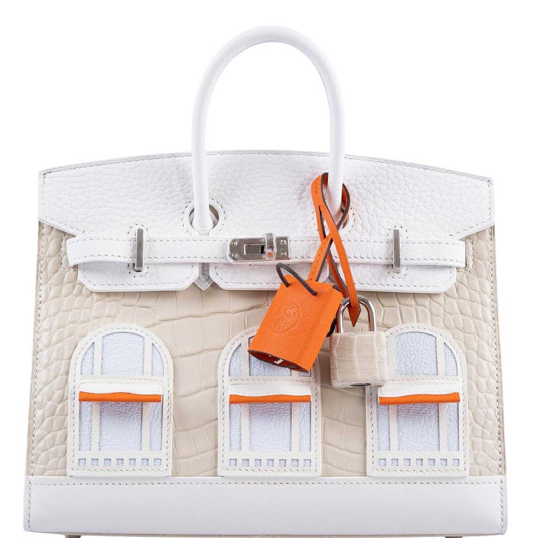 Hermes Hermès Birkin 20 Sellier Faubourg Snow Béton Matte Alligator White Togo Blue Brume Chèvre Orange H Swift Palladium Hardware