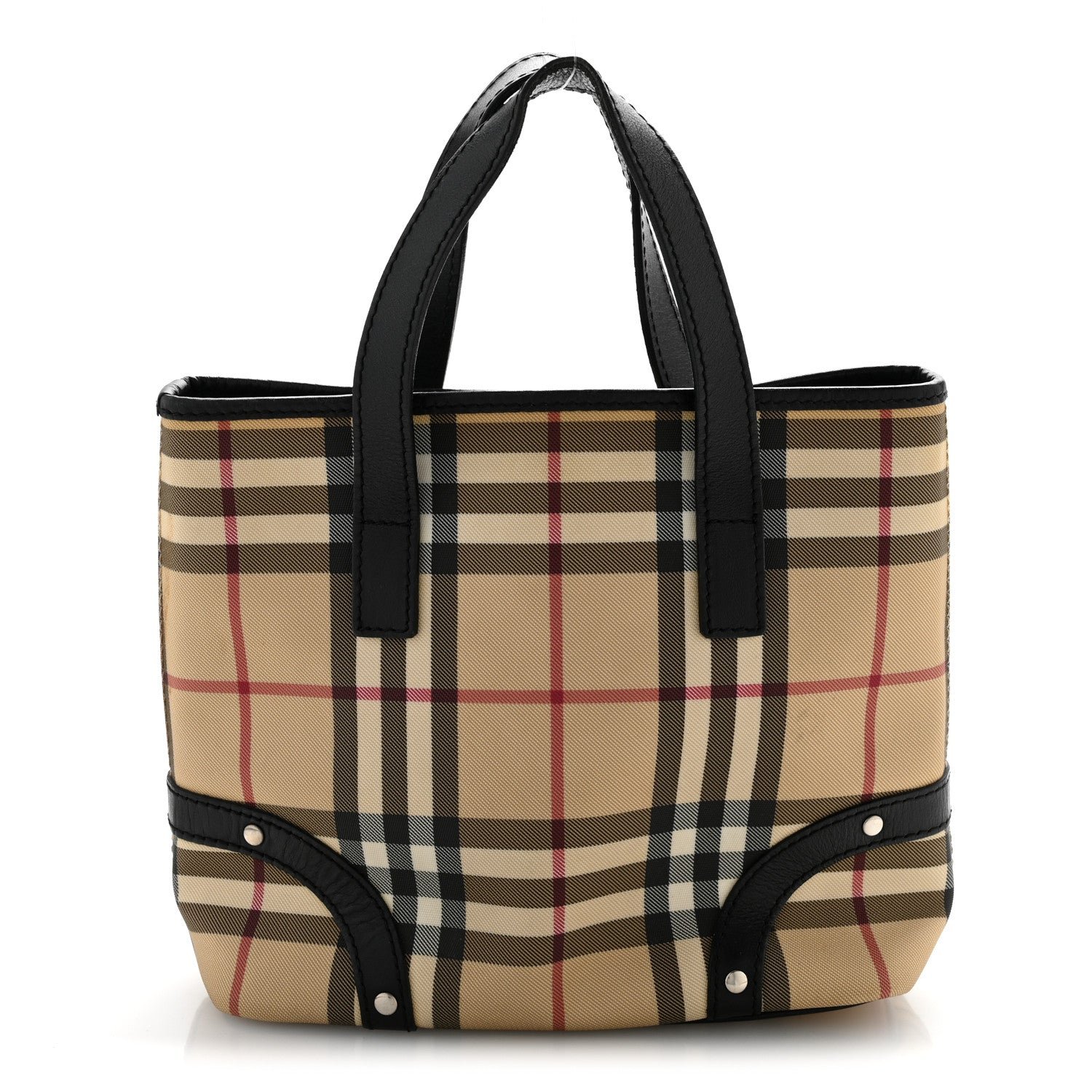 Burberry House Check Studded Small Tote Black