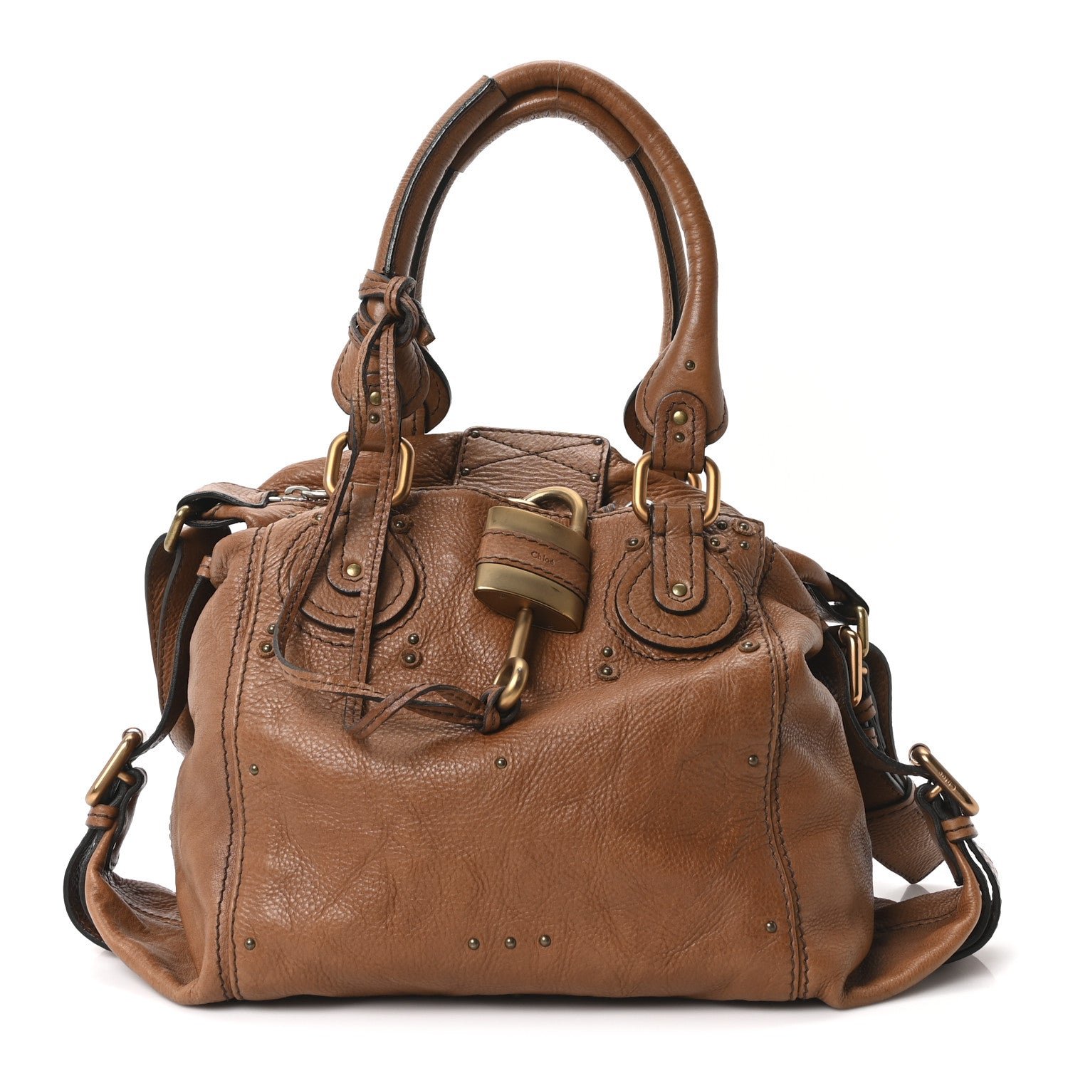 Chloe Grained Calfskin Paddington Tote Tan