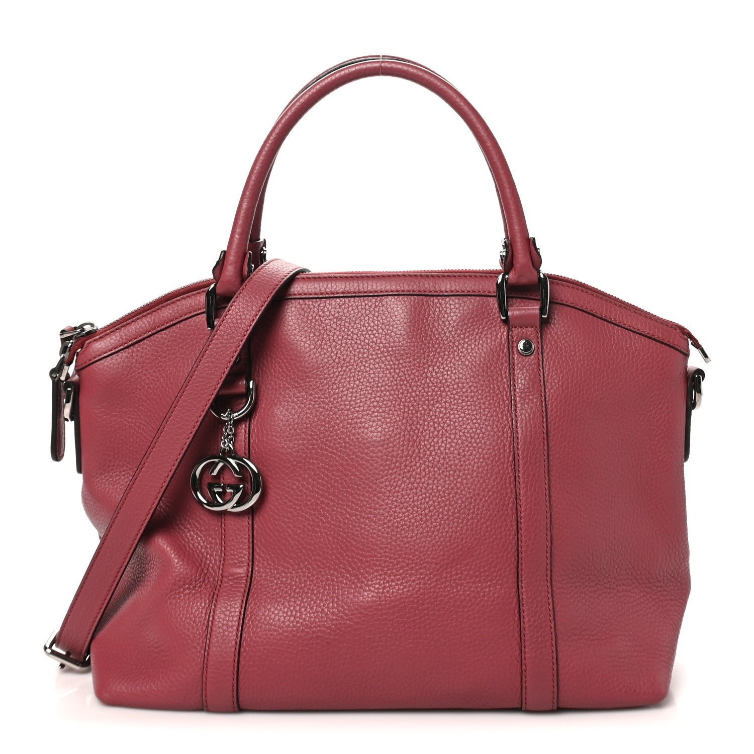 Gucci Pebbled Calfskin Medium GG Convertible Dome Satchel Pink