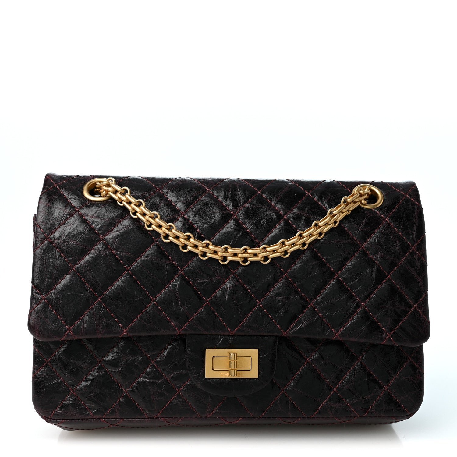 Chanel Aged Calfskin Quilted 2.55 Reissue 225 Flap Dark Burgundy