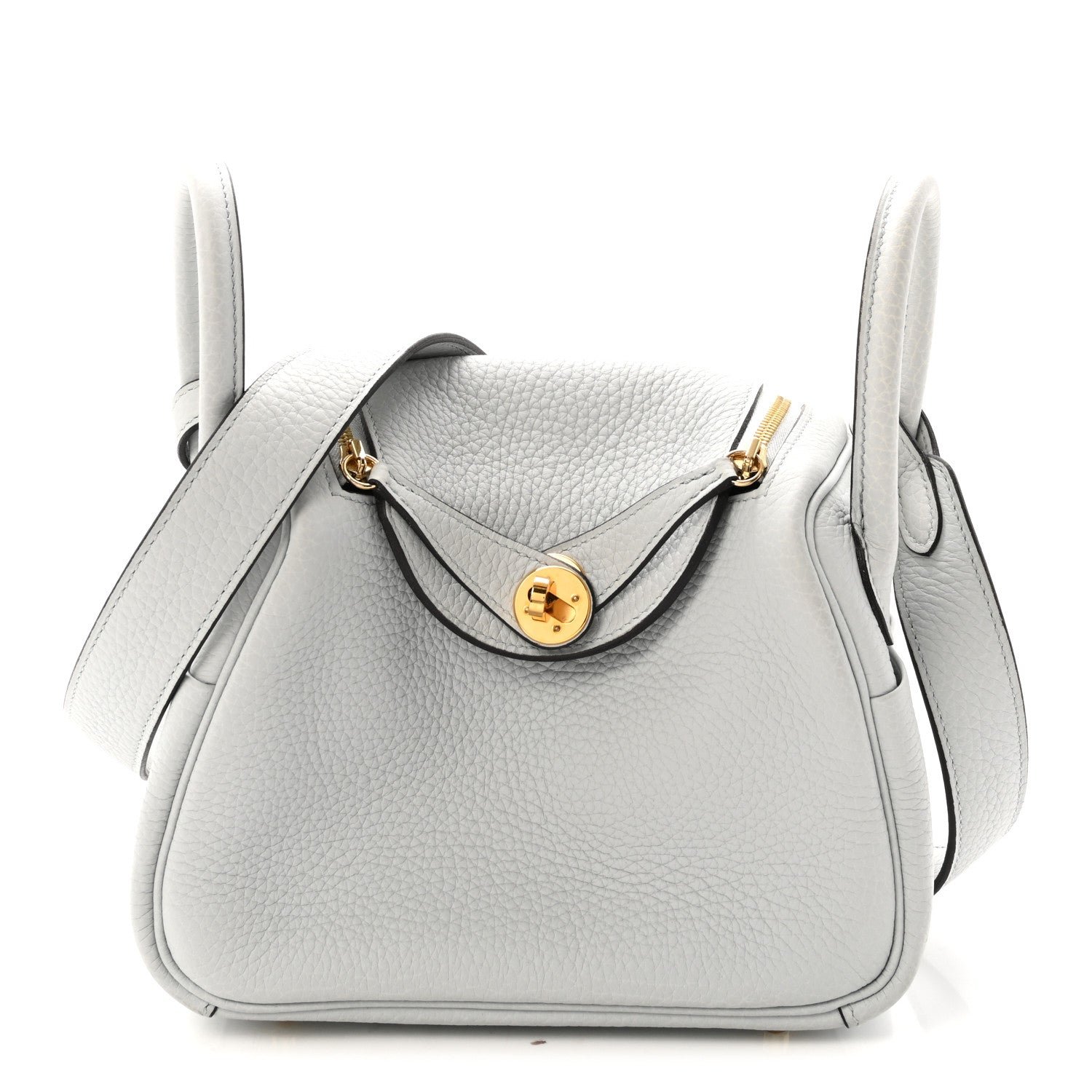 Hermes Taurillon Clemence Mini Lindy 20 Bleu Pale