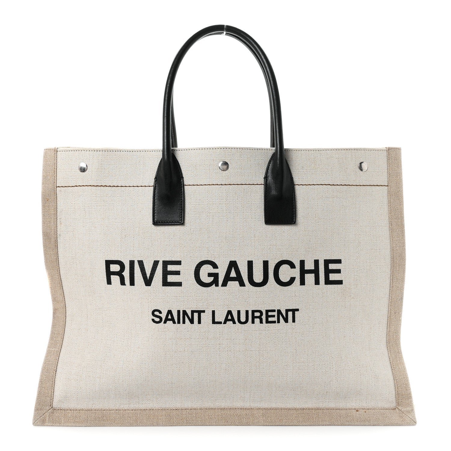 Saint Laurent Linen Calfskin Rive Gauche Tote Optic White