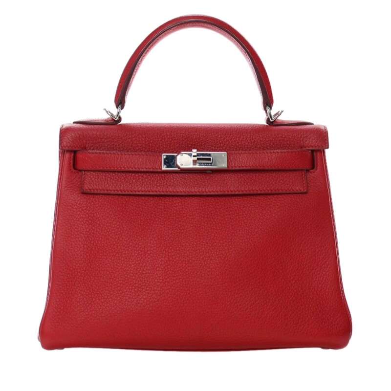 Hermes Rouge Garance Clemence Retourne Kelly 28 Palladium Hardware, 2008