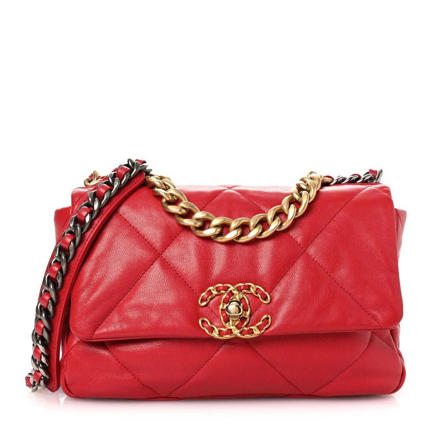 Chanel Lambskin Quilted Medium Chanel 19 Flap Red