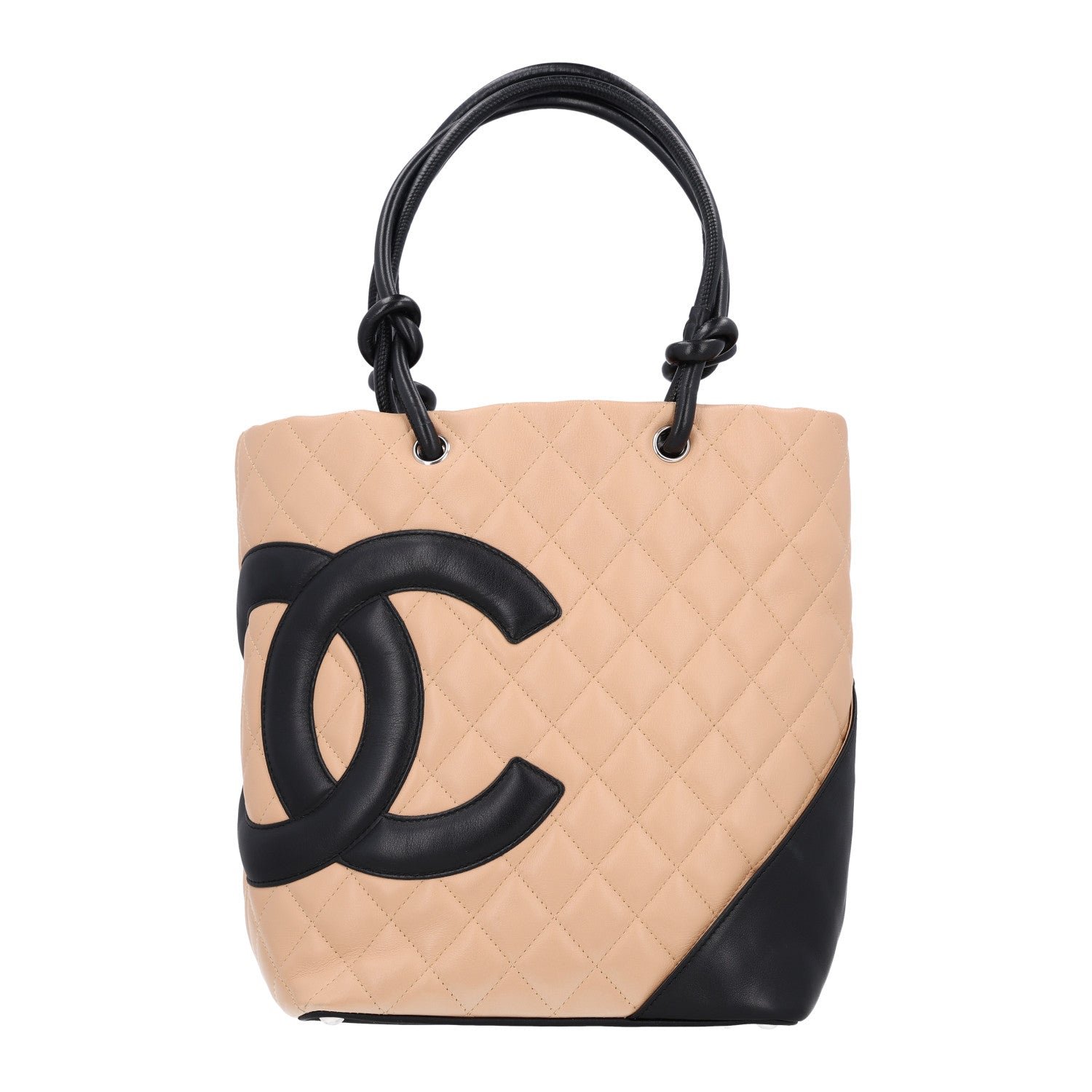 Chanel Calfskin Quilted Medium Cambon Tote Beige Black