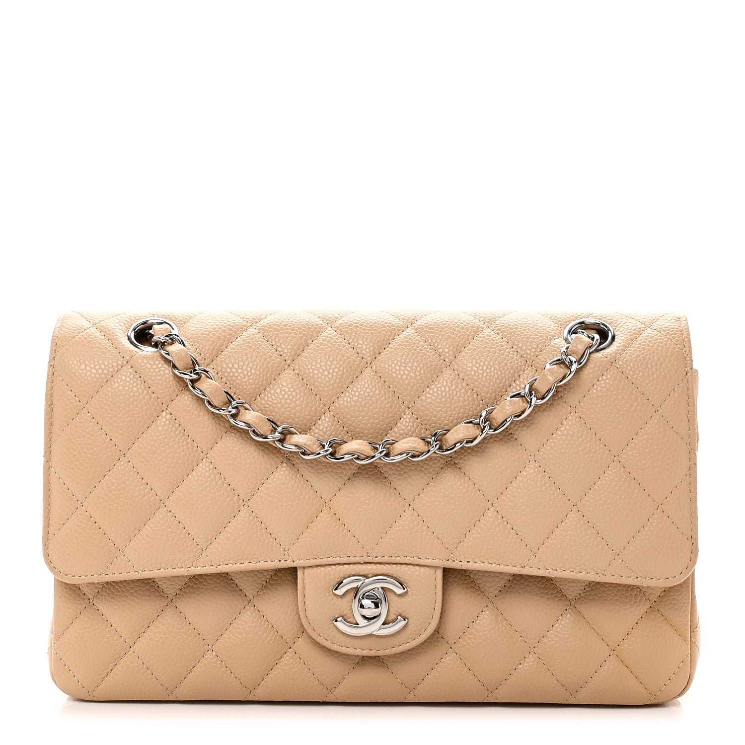 Chanel Caviar Quilted Medium Double Flap Beige