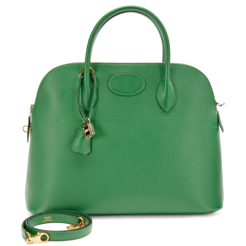 Hermes Vert Benghal Courchevel Bolide 35 Gold Hardware, 2001