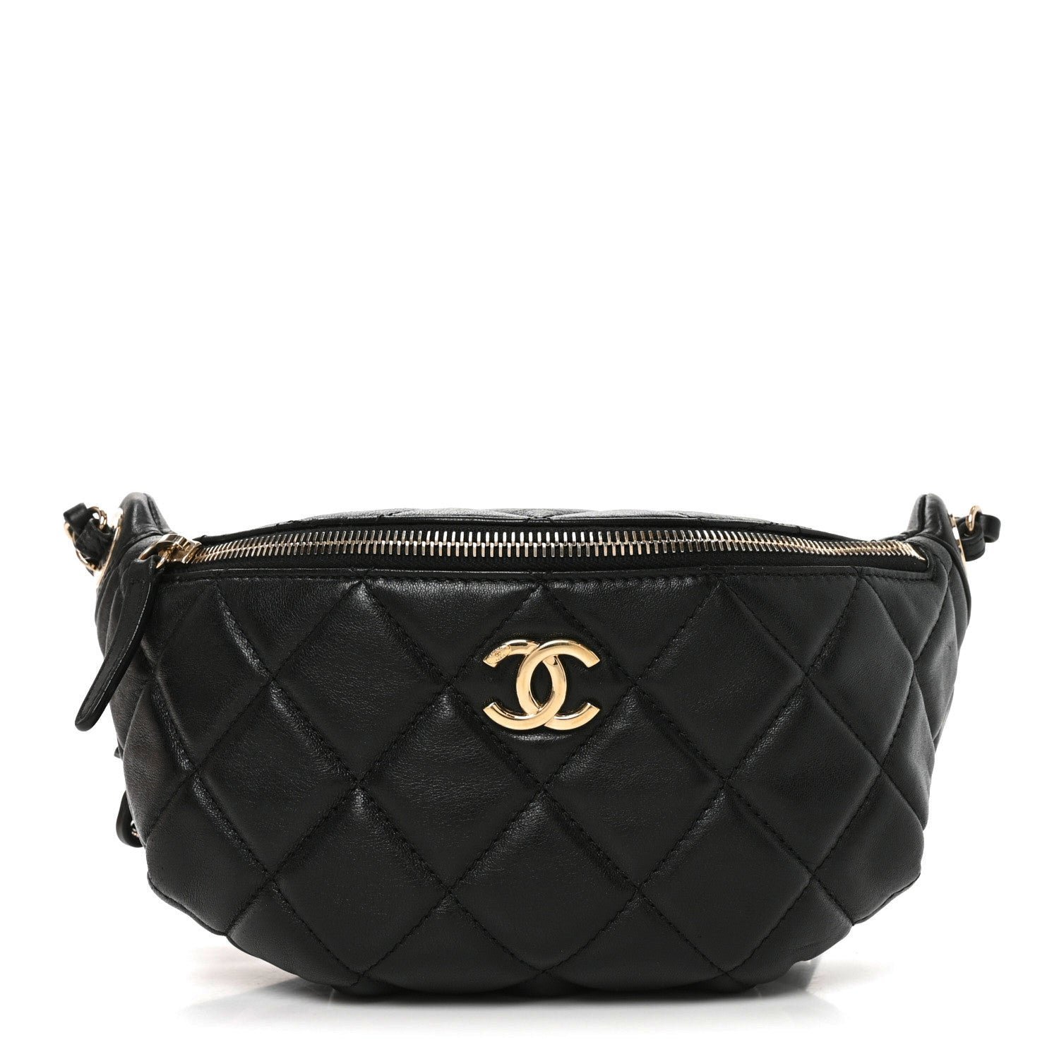 Chanel Shiny Lambskin Quilted Belt Bag Black