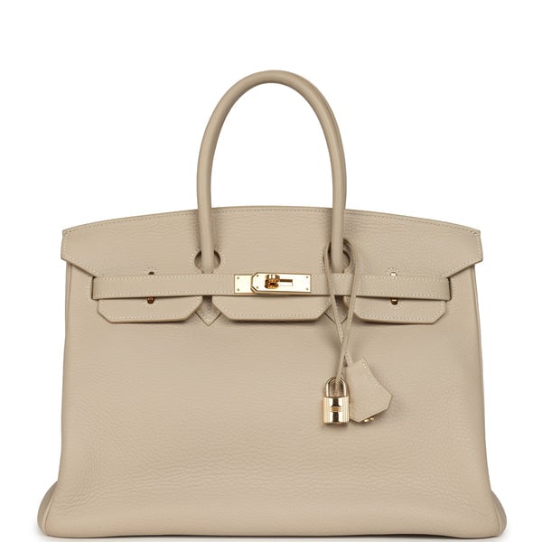 Vintage Hermes Birkin 35 Beige Rose Clemence Palladium Hardware