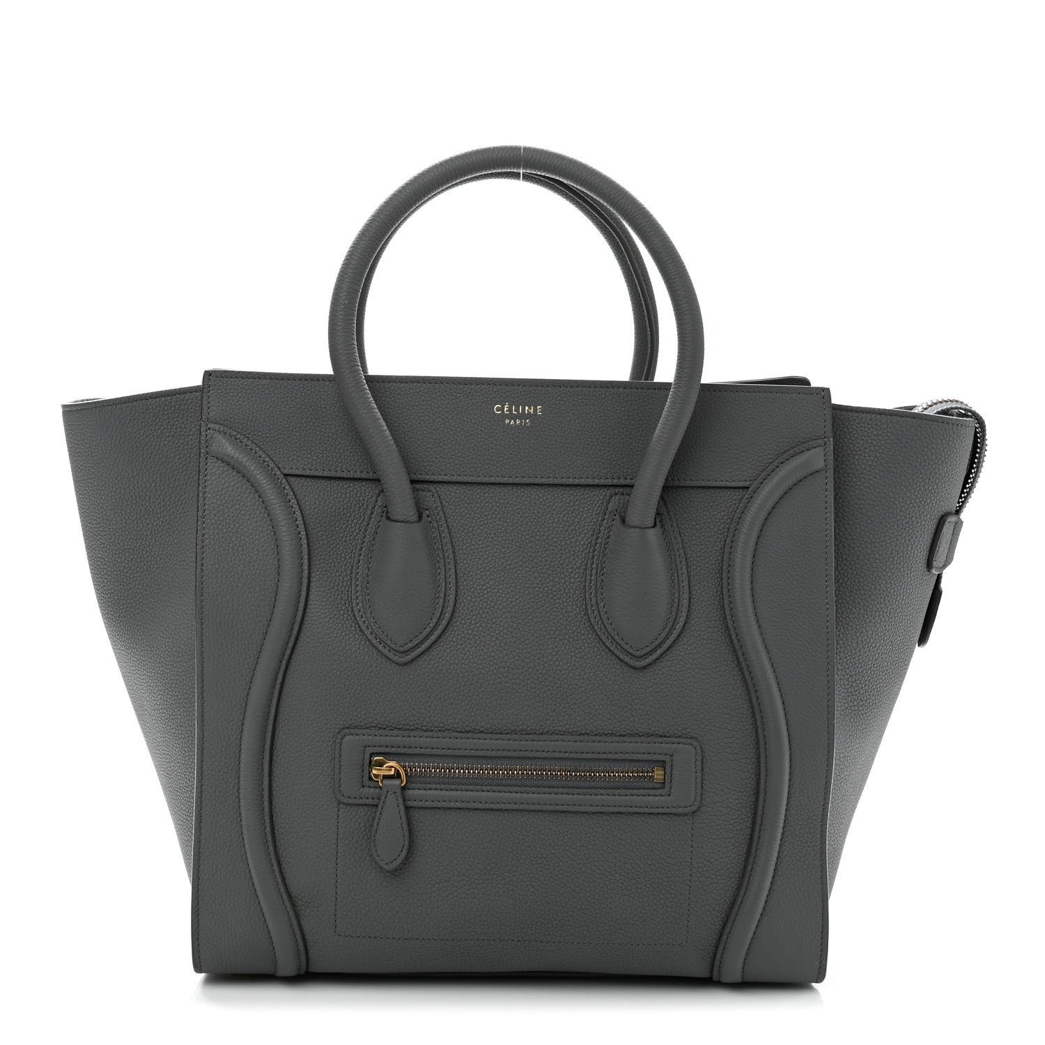 Celine Drummed Calfskin Mini Luggage Kohl