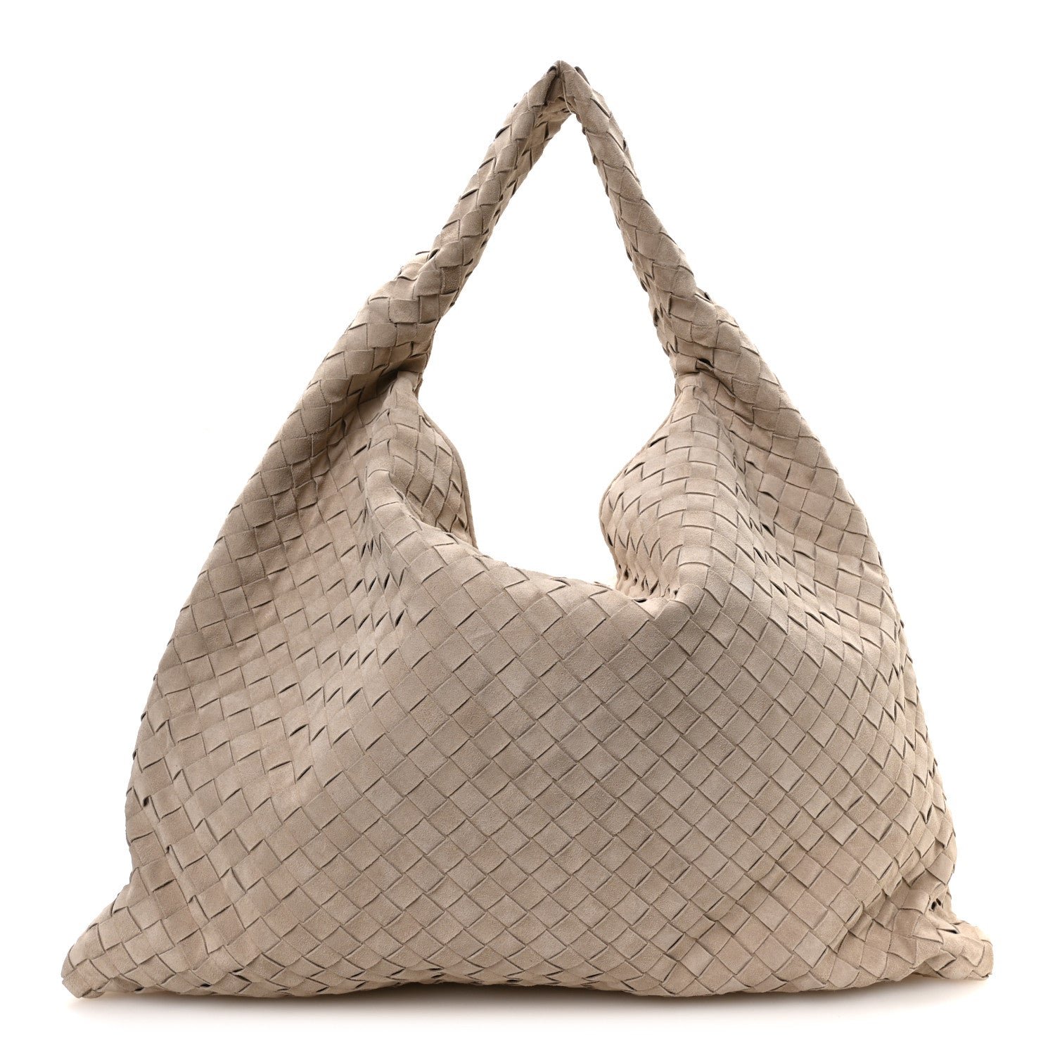 Bottega Veneta Suede Intrecciato Large Hop Ecru