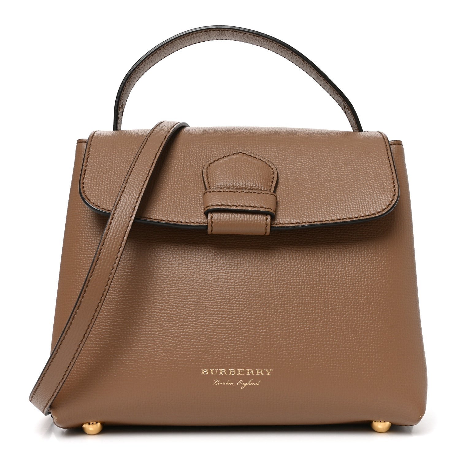Burberry Derby Calfskin House Check Small Camberley Dark Sand