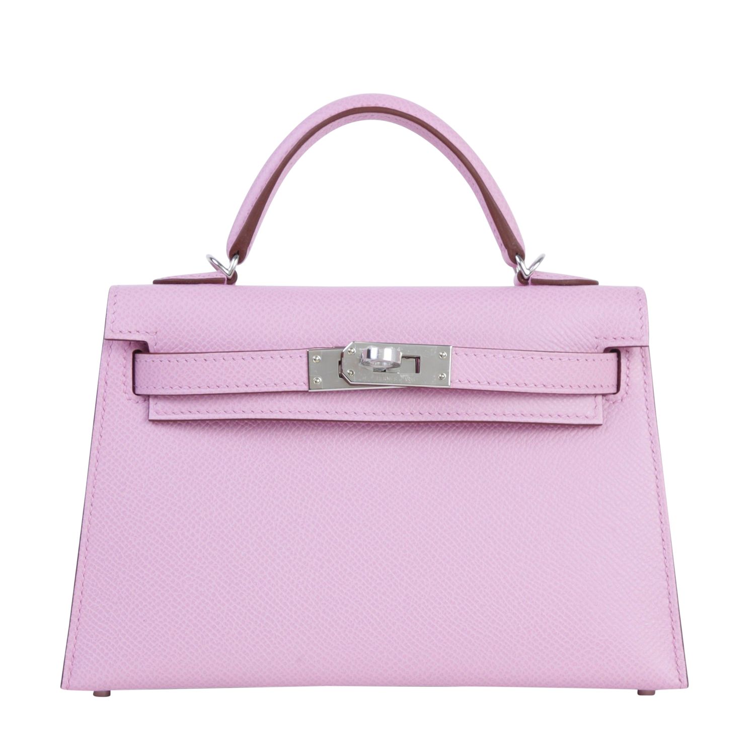 Hermes Hermes Mini Kelly, Mauve Sylvestre Epsom Leather with Palladium Hardware, New in Box KJRB008