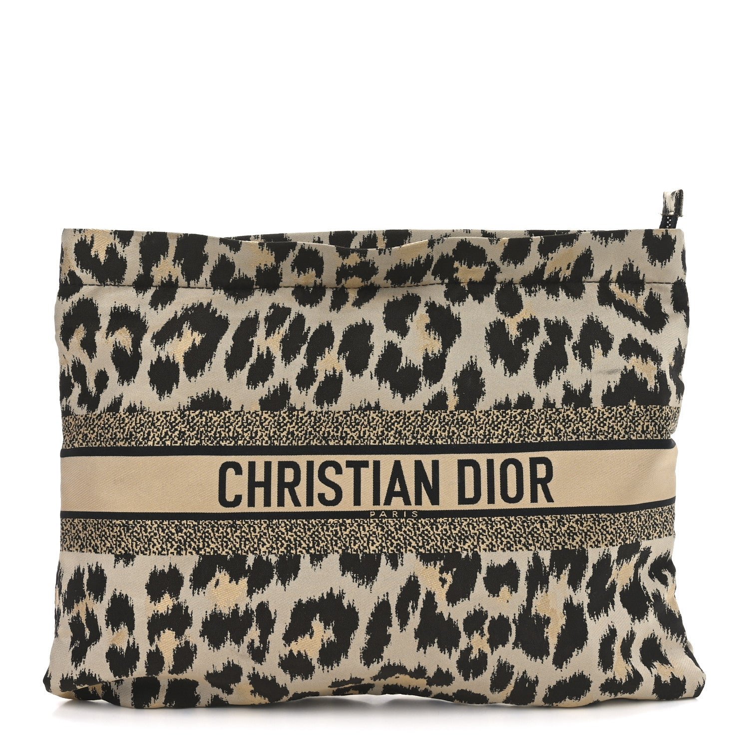Dior Canvas Embroidered Mizza Diortravel Zipped Pouch Beige Black
