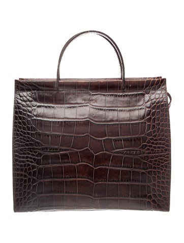 Embossed Leather Top Handle Bag