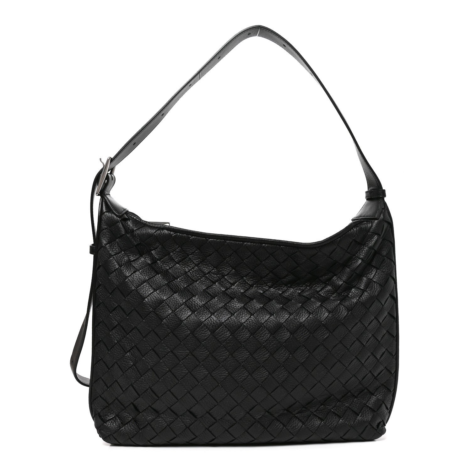 Bottega Veneta Deerskin Intrecciato Small Traveler Hobo Black