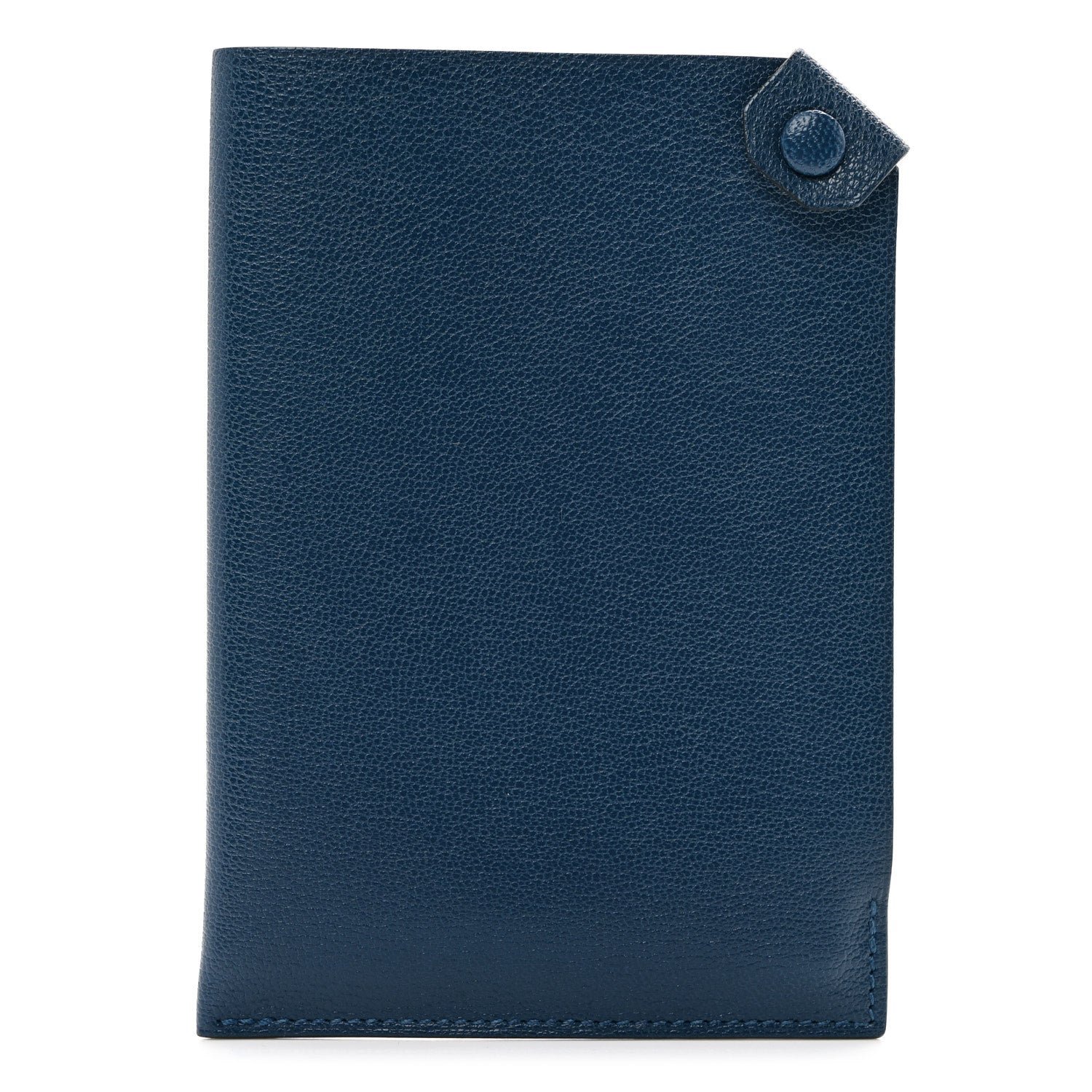 Hermes Chevre Chamkila Tarmac PM Passport Holder Deep Blue
