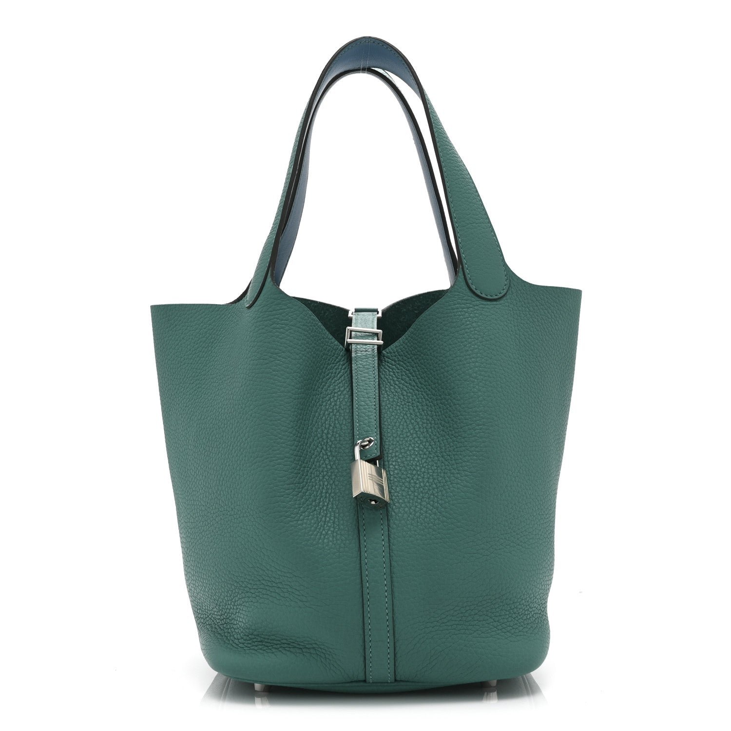 Hermes Taurillon Clemence Swift Eclat Picotin Lock 22 MM Vert Verone Bleu De Prusse