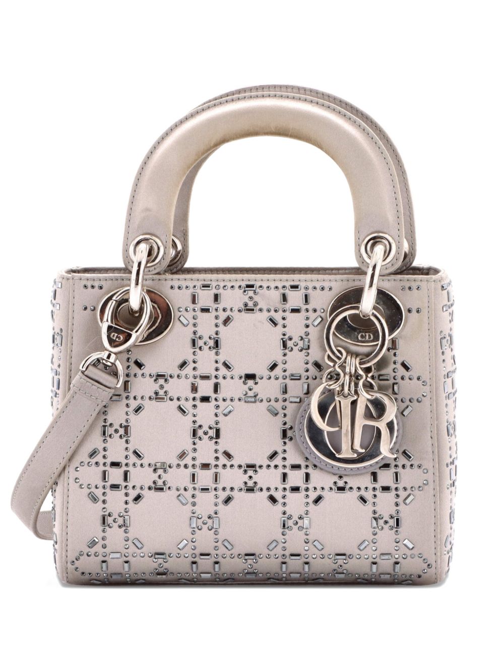 Lady Dior Bag Crystal Embellished Cannage Quilt Satin Mini satchel