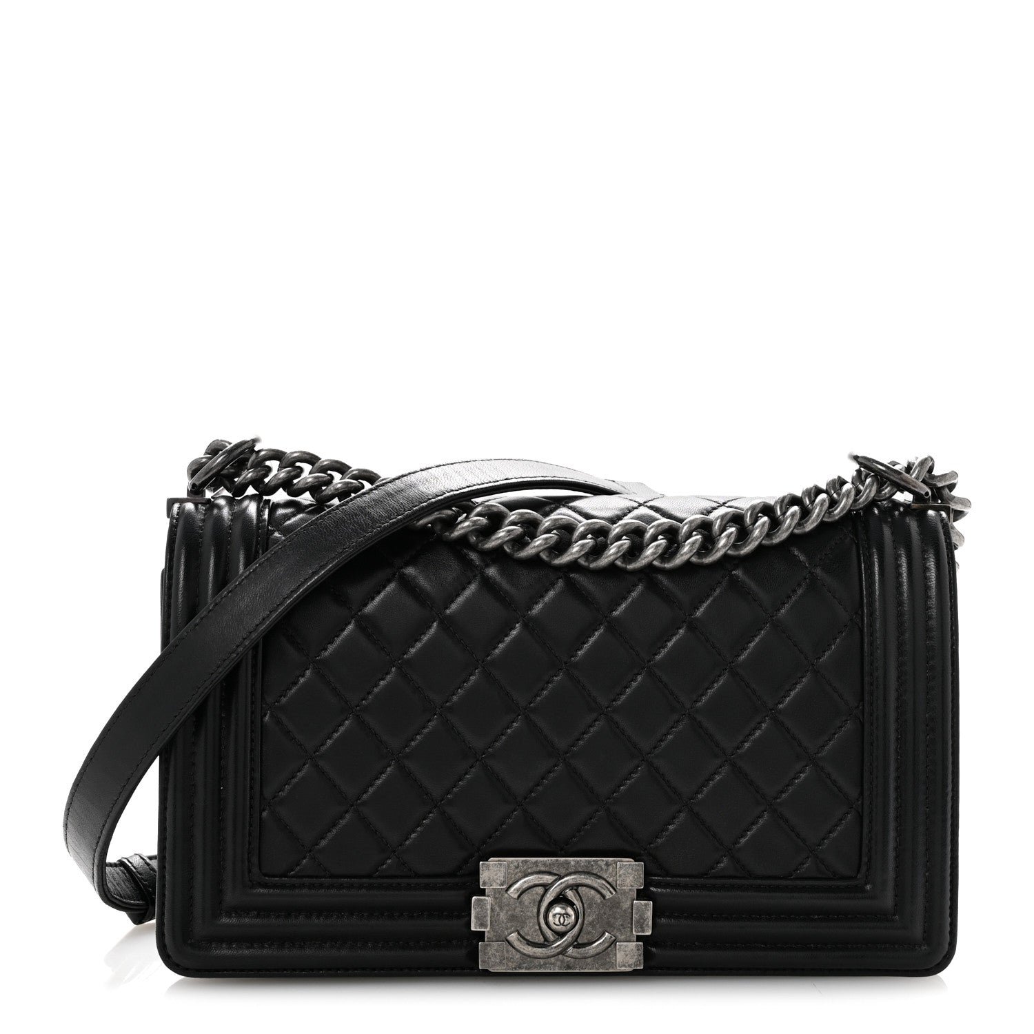 Chanel Lambskin Quilted Medium Boy Flap Black