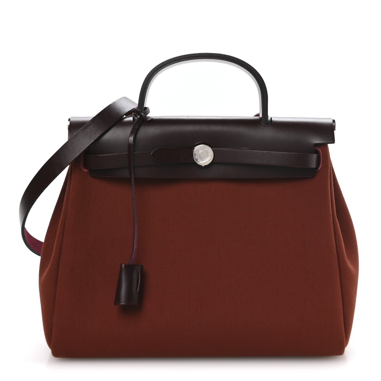 Hermes Military Toile Vache Hunter Herbag Zip Retourne 31 PM Rouge H Ebene