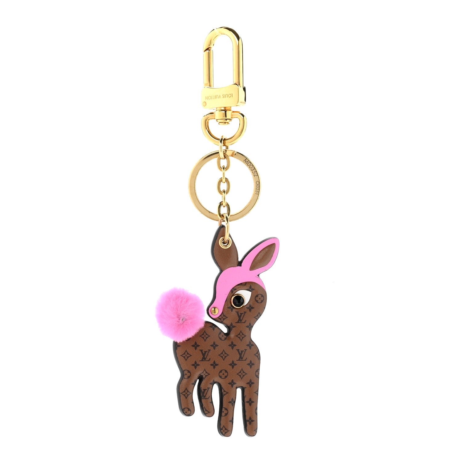 Louis Vuitton Calfskin Superstition Deer Bag Charm Key Holder Rose