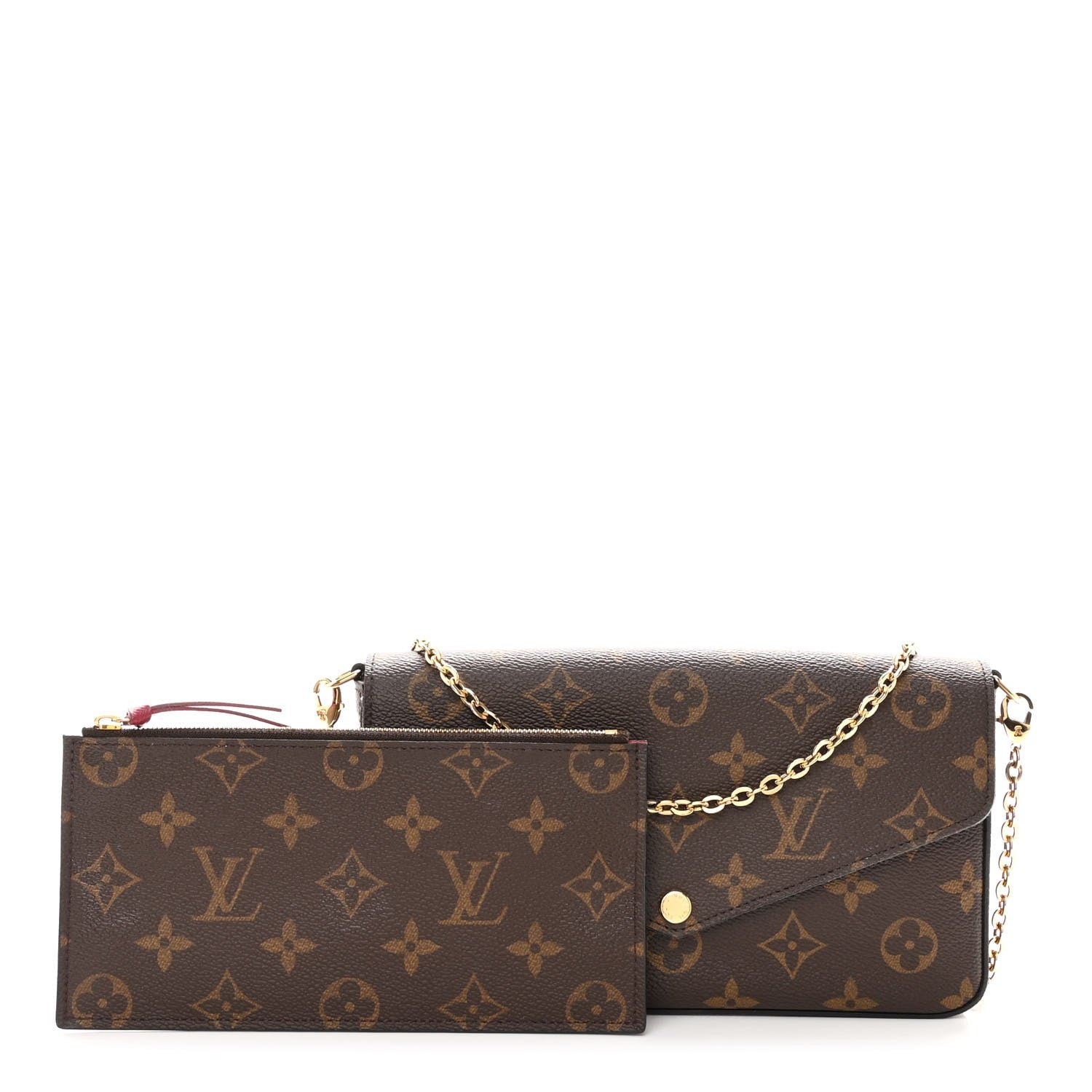 Louis Vuitton Monogram Pochette Felicie Chain Wallet Fuchsia