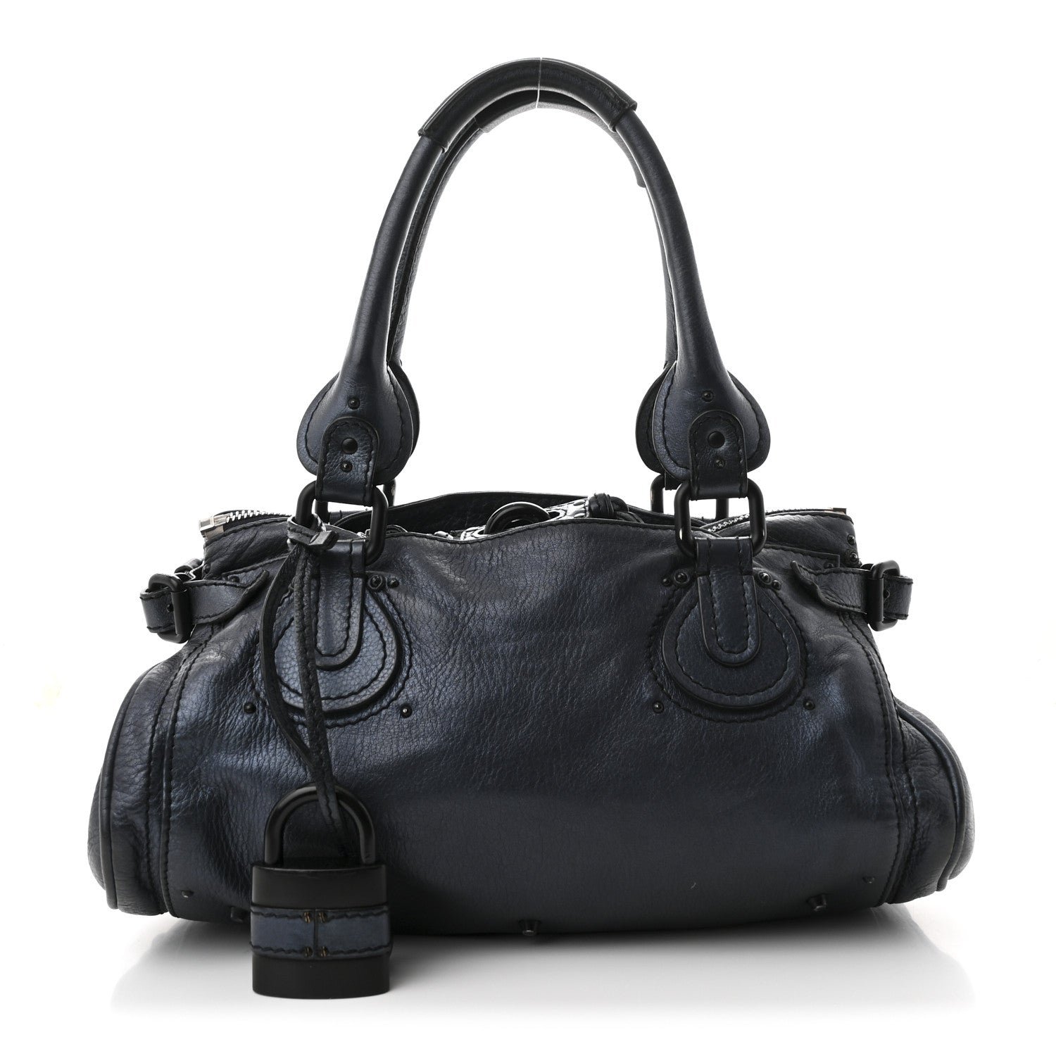 Chloe Metallic Calfskin Paddington Satchel Blue Nuit