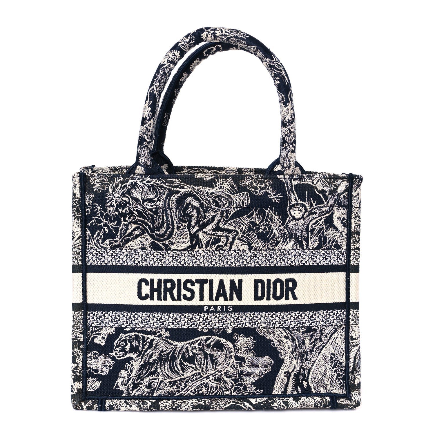 Dior Canvas Embroidered Small Dioriviera Toile De Jouy Book Tote Blue