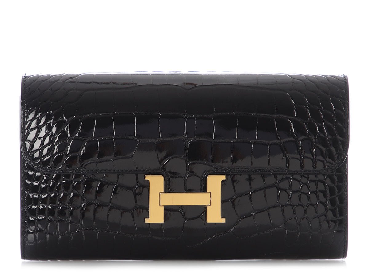 Hermès Black Shiny Alligator Constance To Go