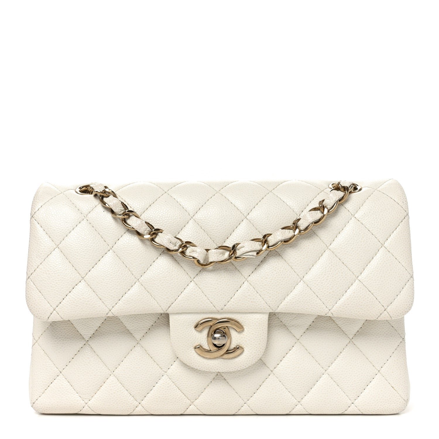 Chanel Caviar Quilted Small Double Flap White
