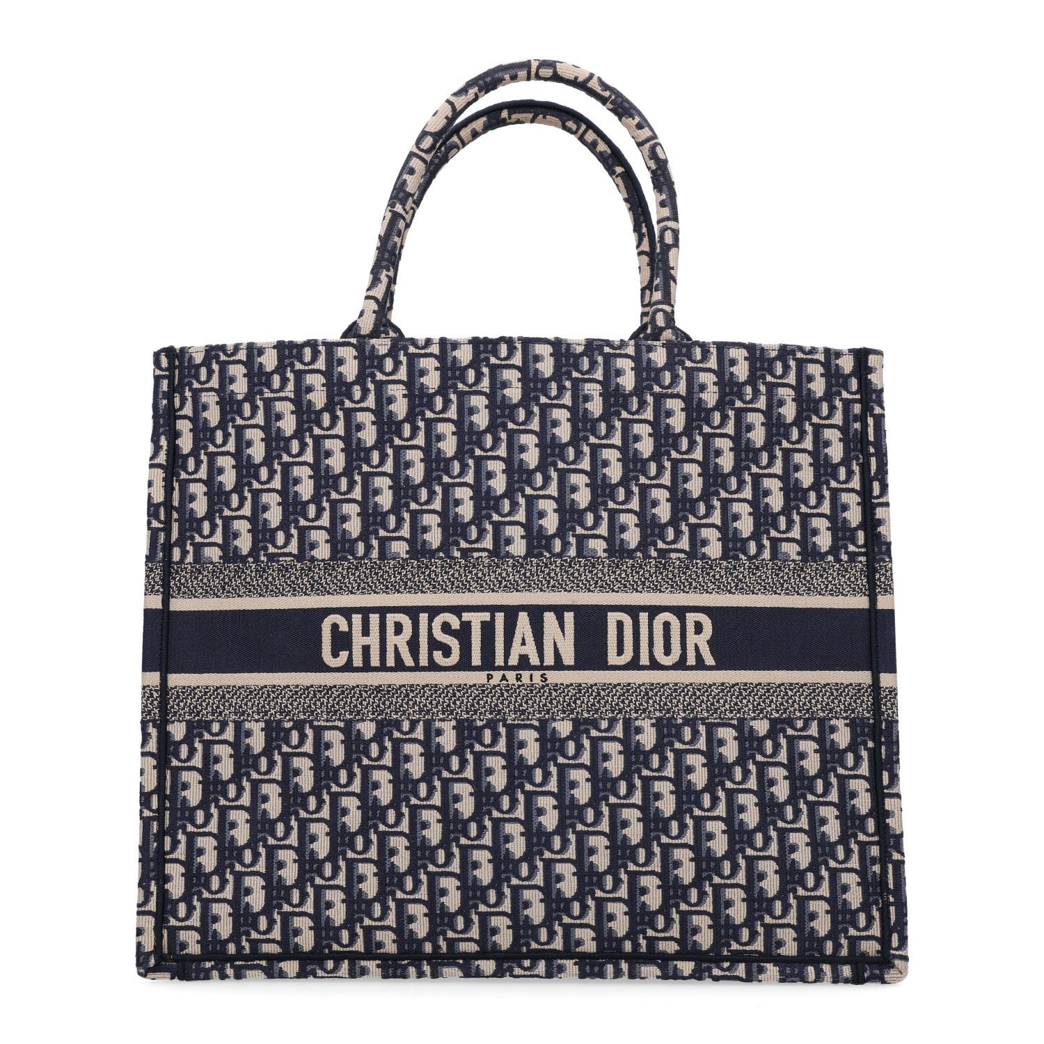 Christian Dior Oblique Large Book Tote Blue Multicolor