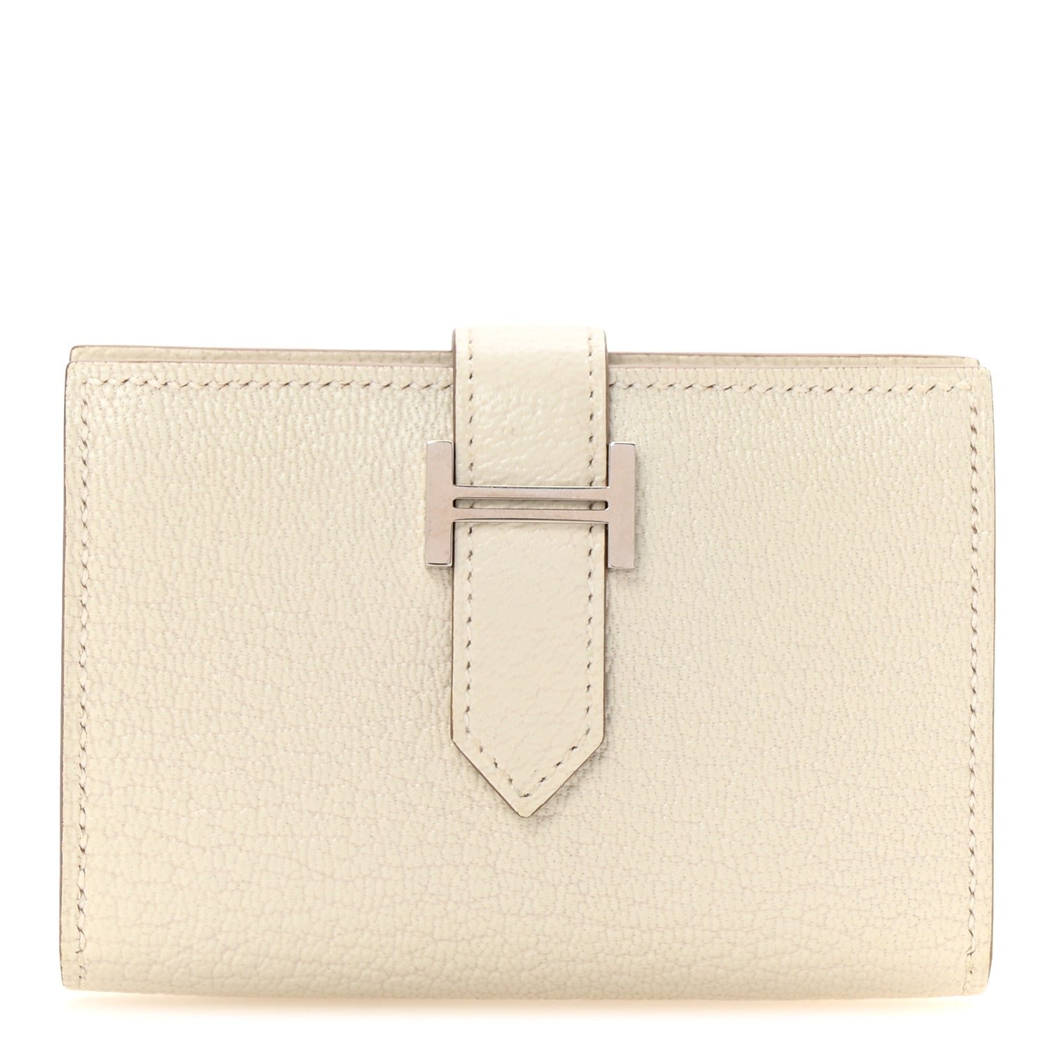 Hermes Chevre Mysore Bearn Card Holder Wallet Mushroom