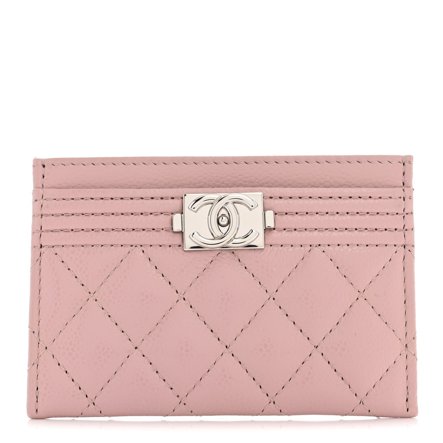 Chanel Caviar Quilted Boy Card Holder Pink