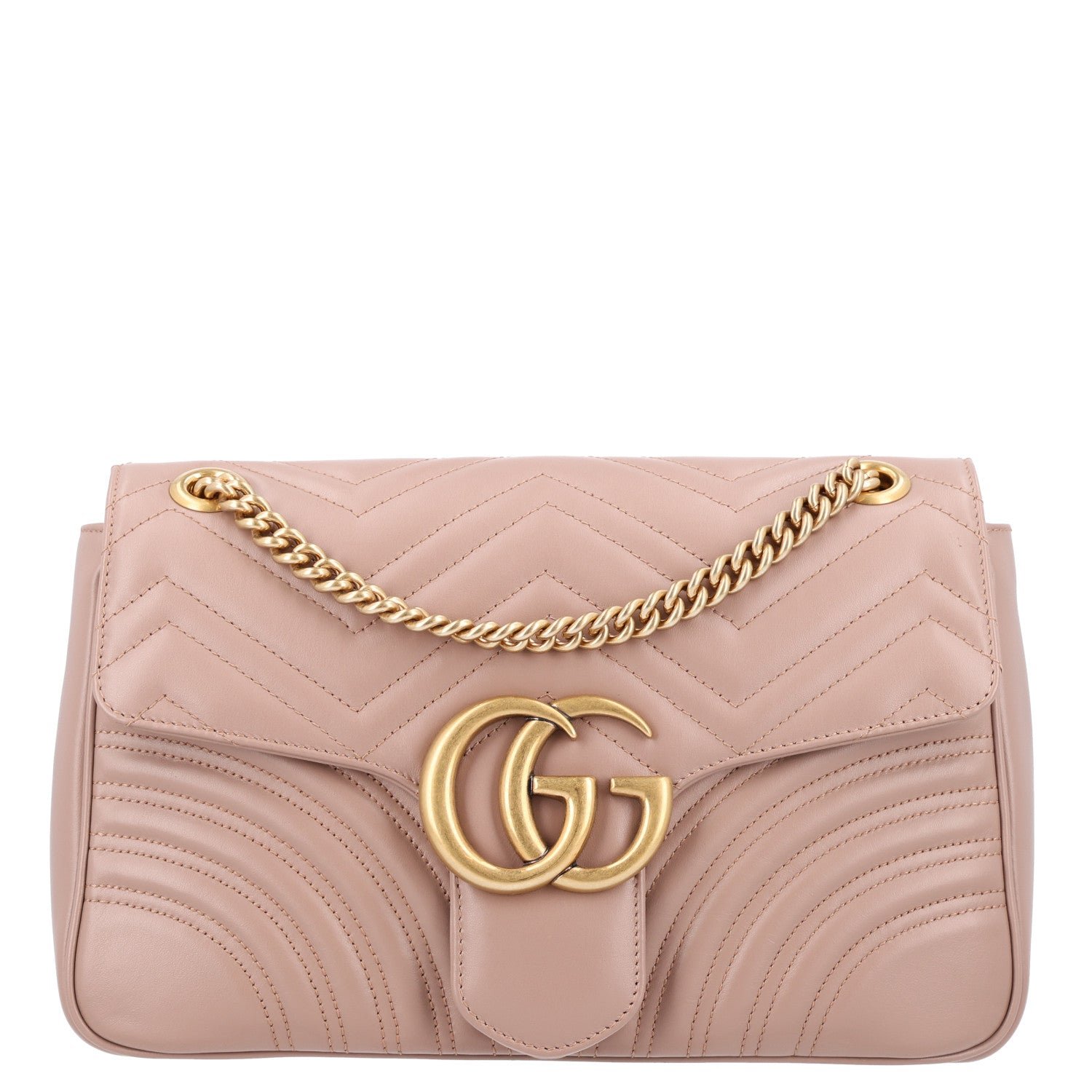 Gucci Calfskin Matelasse Medium GG Marmont Shoulder Bag Porcelain Rose
