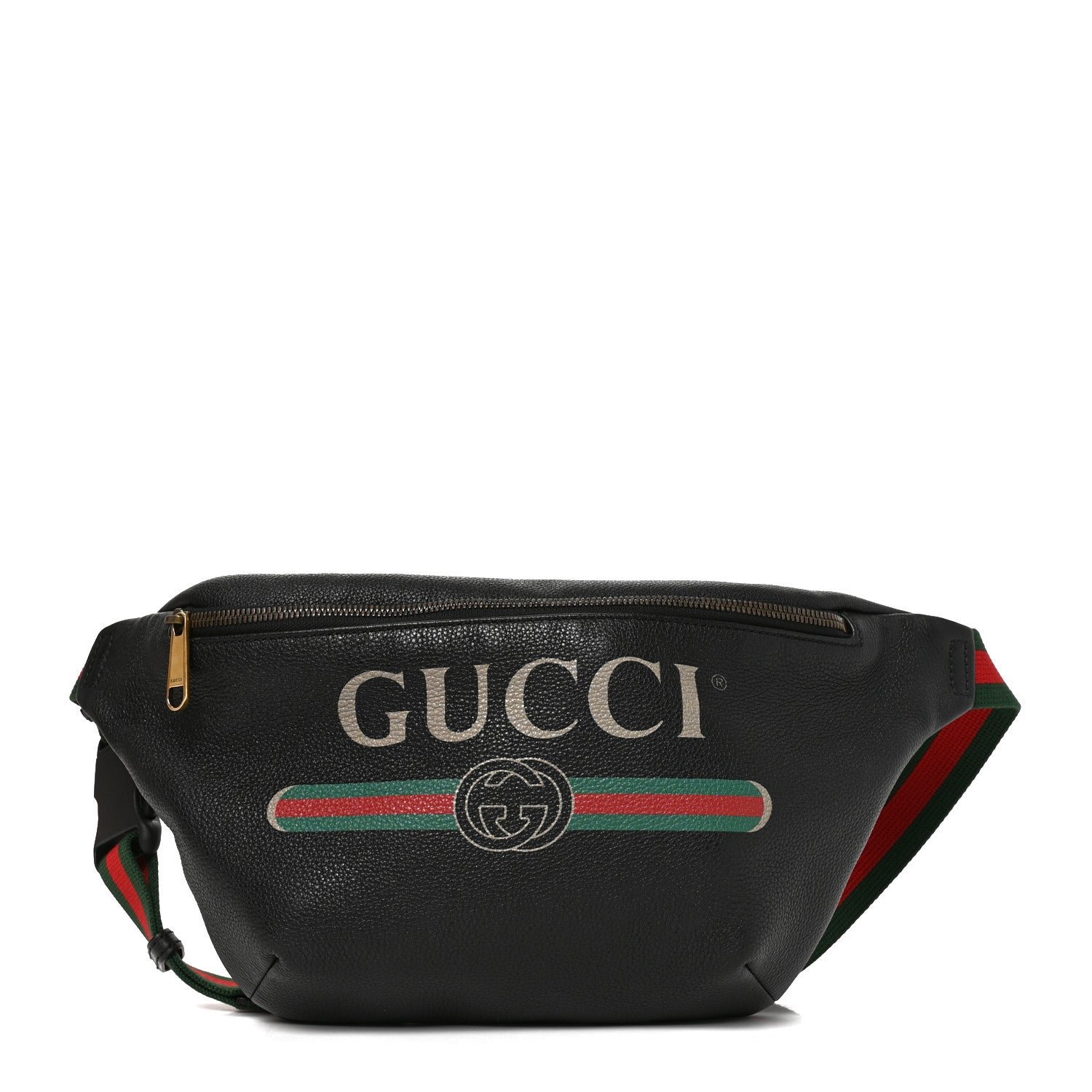 Gucci Grained Calfskin Logo Belt Bag Black