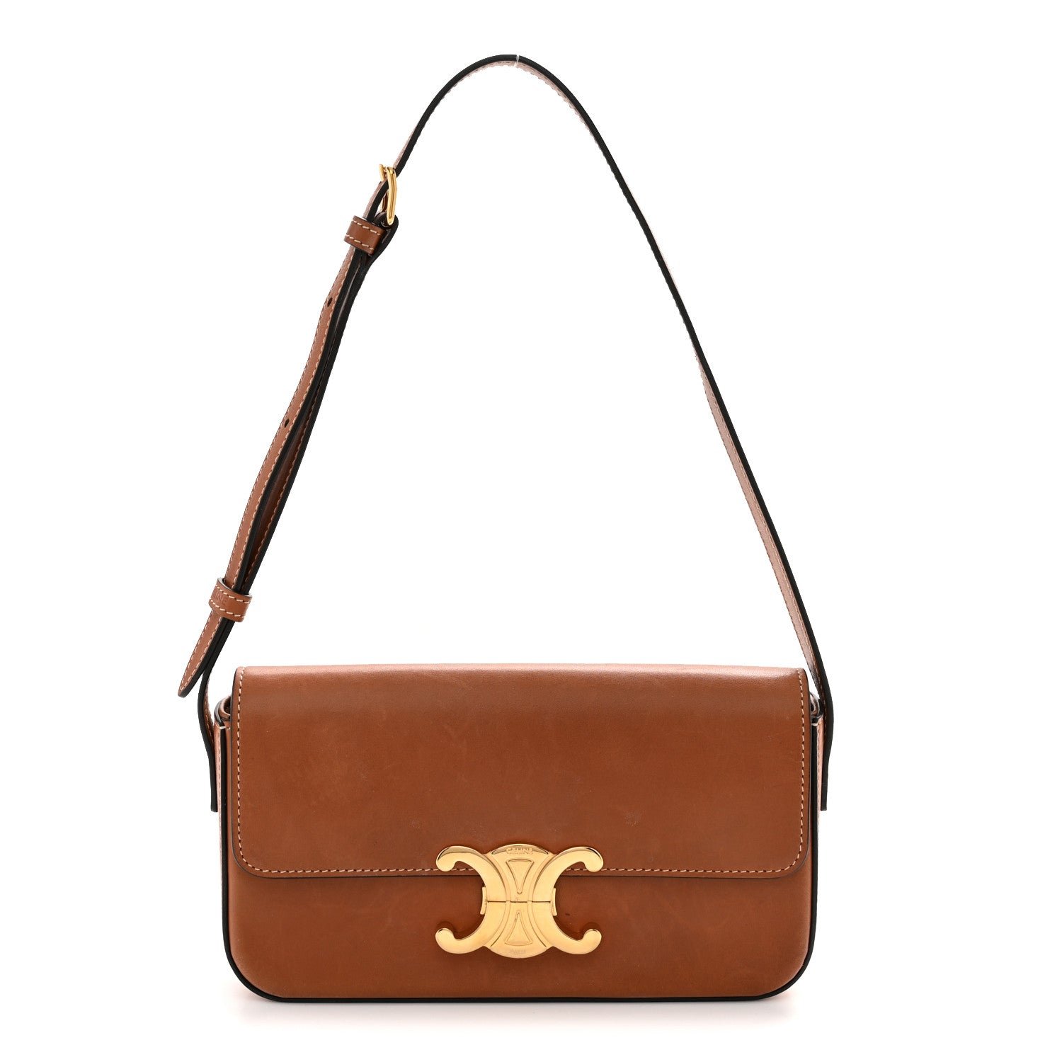 Celine Celine Natural Calfskin Triomphe Shoulder Bag Tan