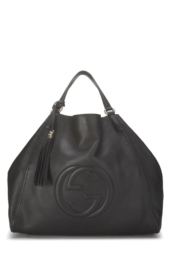 Black Leather Soho Top Handle Hobo Large
