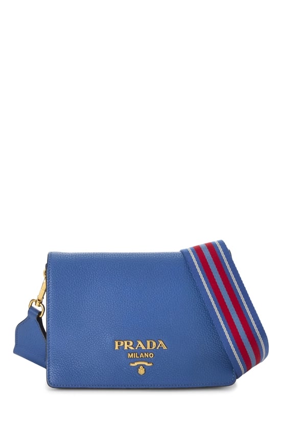 Blue Vitello Daino Dual Strap Handbag Crossbody