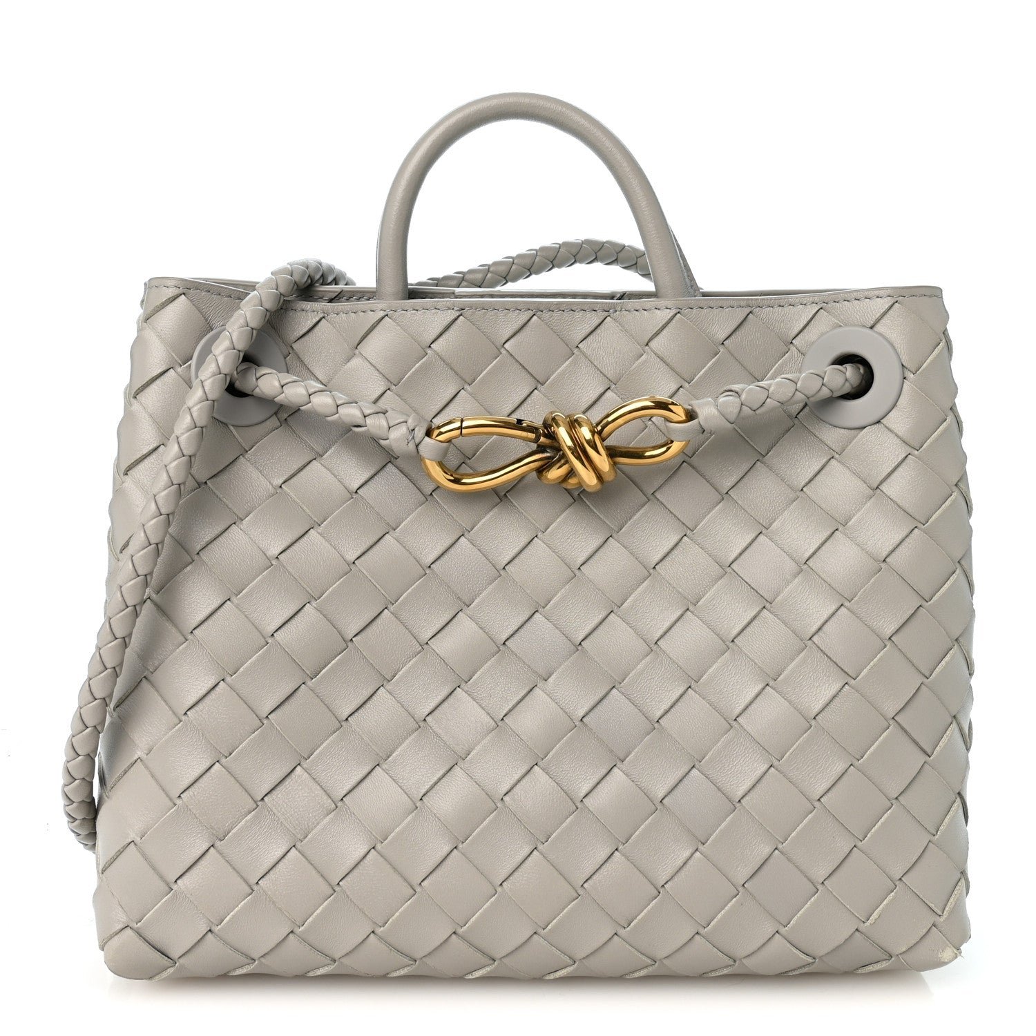 Bottega Veneta Nappa Intrecciato Small Andiamo Shoulder Bag Sterling