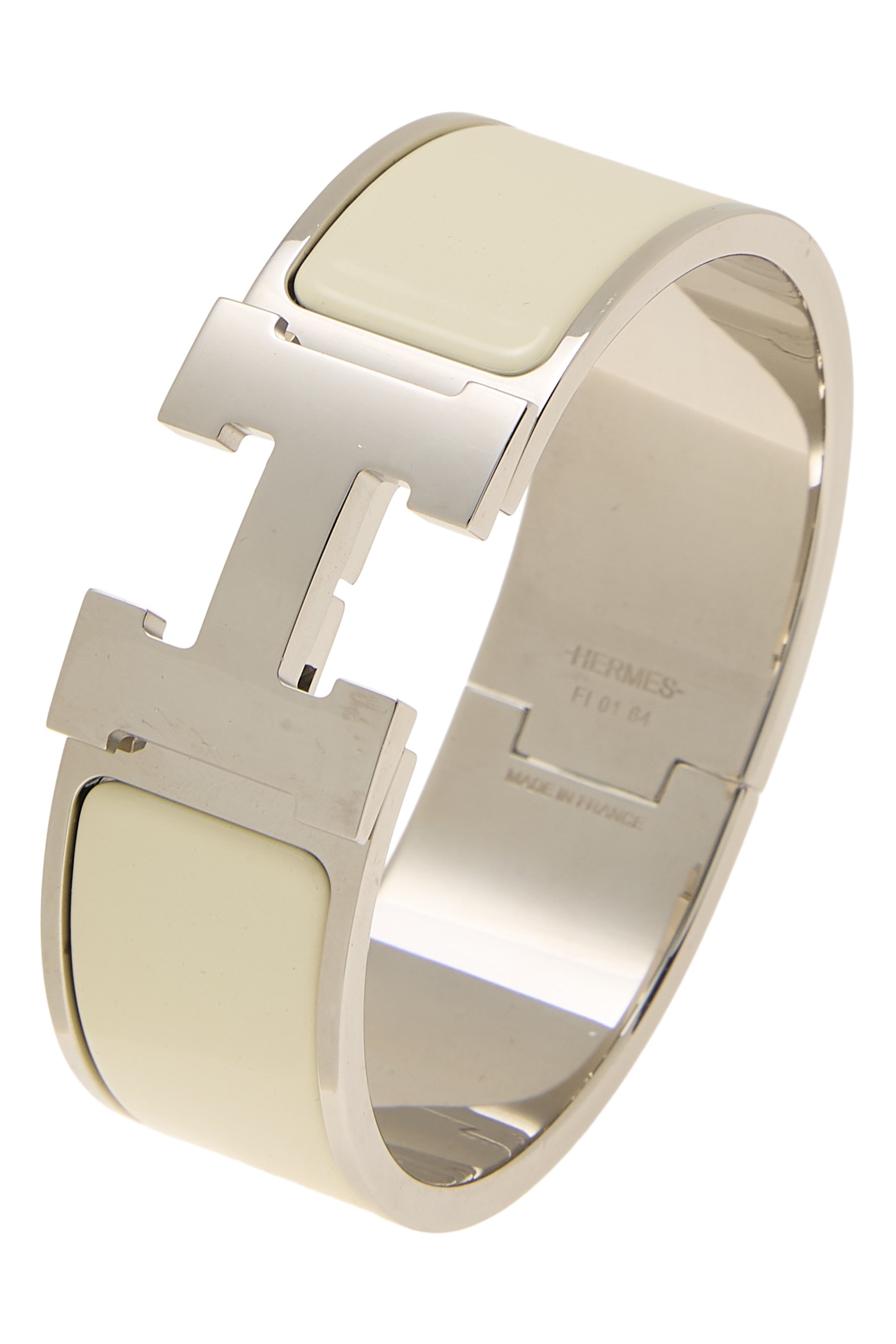 Hermes White Enamel Clic-Clac 'H' Wide