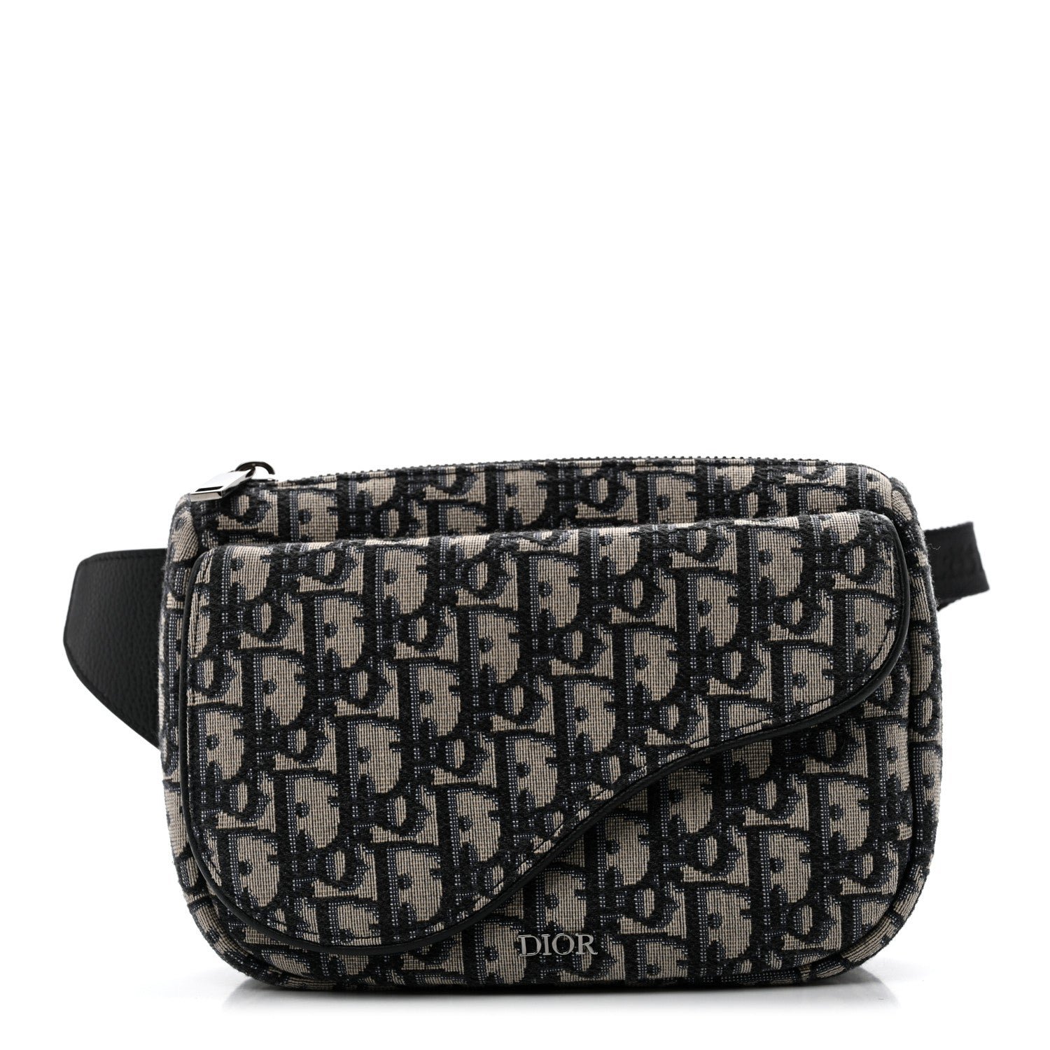Christian Dior Oblique World Tour Saddle Belt Bag Beige Black